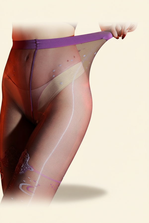 Jacquard Glossy 5D Black Sheer Tights