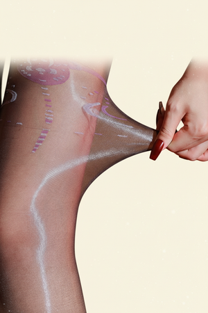 Jacquard Glossy 5D Black Sheer Tights